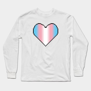 Inclusive Transgender Flag pride pixel heart Long Sleeve T-Shirt